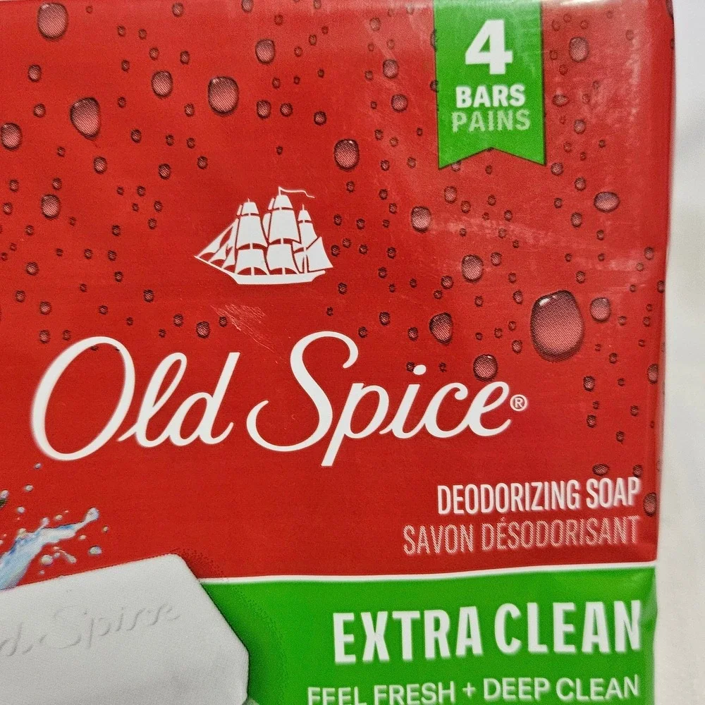 3 Packs - Old Spice Deodorizing Soap Extra Clean Feel Fresh 4 Bars 12.6 oz‎